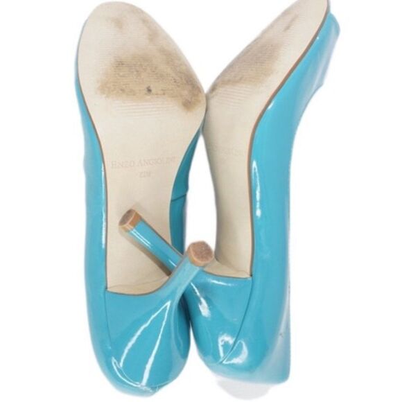 Enzo Angiolini 'Maylie' Teal Peep-Toe Pumps, Size 8.5 - Picture 6 of 8